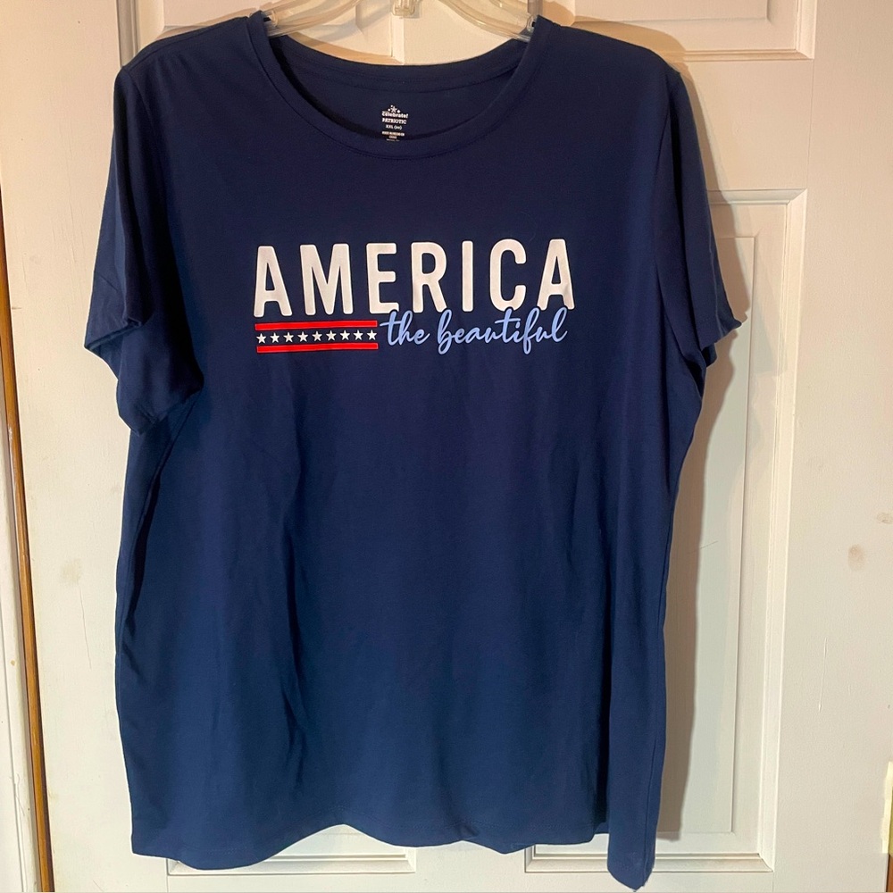 🇺🇸 Celebrate Blue 'America the Beautiful' T-Shirt. Ladies size XXL(20)
